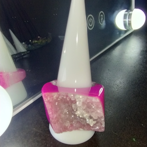 Pink Druzy Statement Ring (Quartz and Pink/Purple Agate) (9.5 US) - Picture 4 of 9